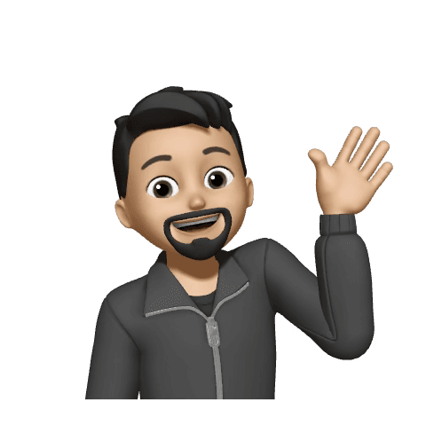 Matthias’s Memoji, smiling and waving hello